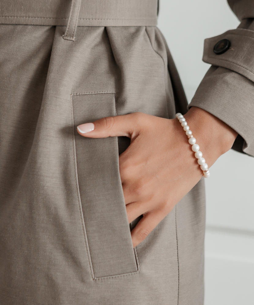 Perlų apyrankė Su Paauskuotu Sidabru - Perlų apyrankės - Goldinga