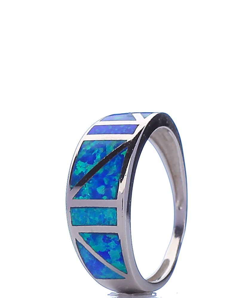 Sterling silver ring with Synthetic Opal