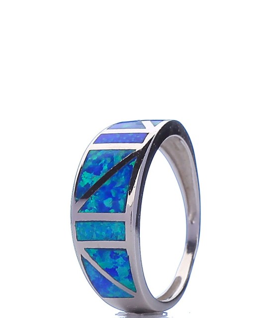 Sidabrinis žiedas su sint. opalu - Sidabriniai žiedai - Goldinga