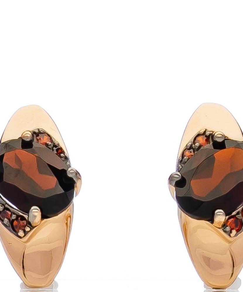 Auksiniai auskarai su granatu ir cirkoniais - Auksiniai auskarai - Goldinga