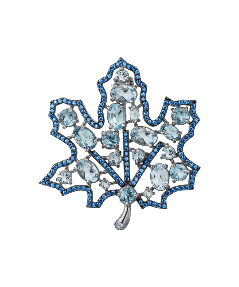 Sidabrinė Sagė Su Cirkoniais ir alpanitais "Klevo Lapas"  - Goldinga Sidabrinė Sagė Su Cirkoniais ir alpanitais "Klevo Lapas"  - Goldinga