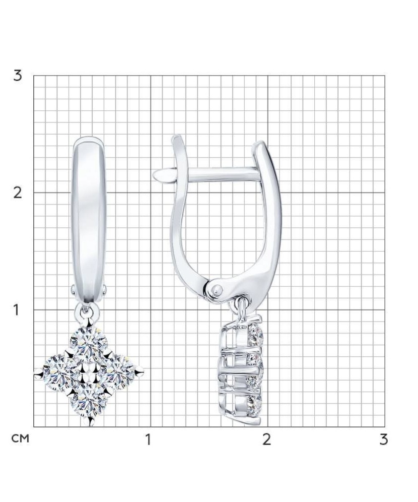 Серьги из серебра с цирконами