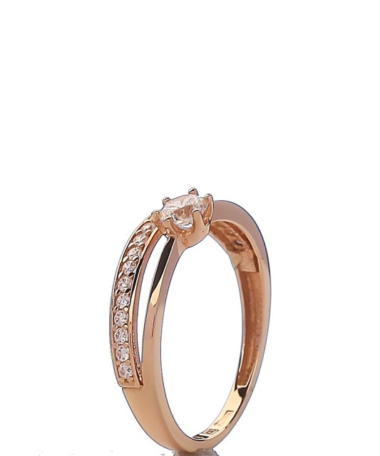 Auksinis žiedas su cirkoniais - Auksiniai žiedai - Goldinga