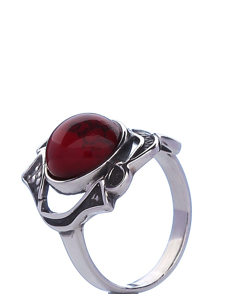 Sterling silver ring with synthetic coral