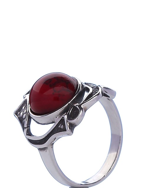 Sterling silver ring with synthetic coral