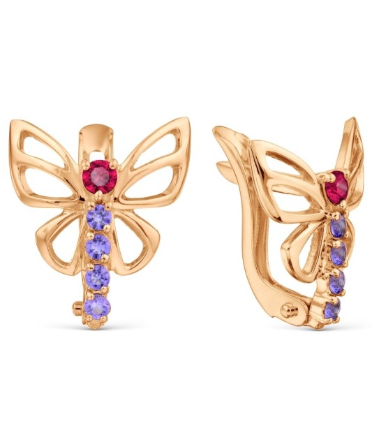 Auksiniai auskarai su kristalu "Drugelis"  - Goldinga