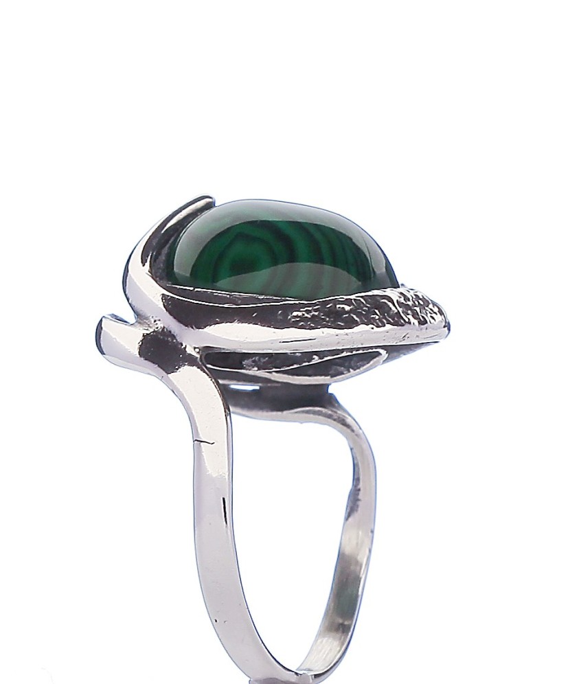 Sidabrinis žiedas su sint. malachitu - Sidabriniai žiedai - Goldinga