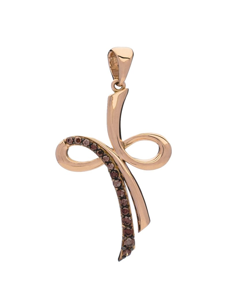 Gold pendant with smoky topazes