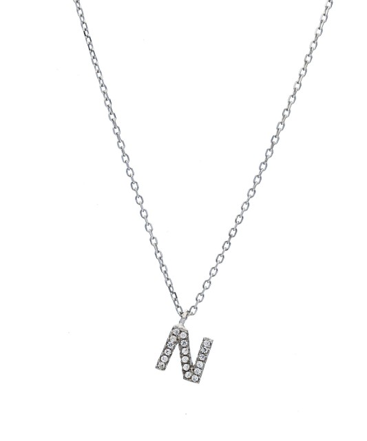 Sterling silver chain with pendant Letter N