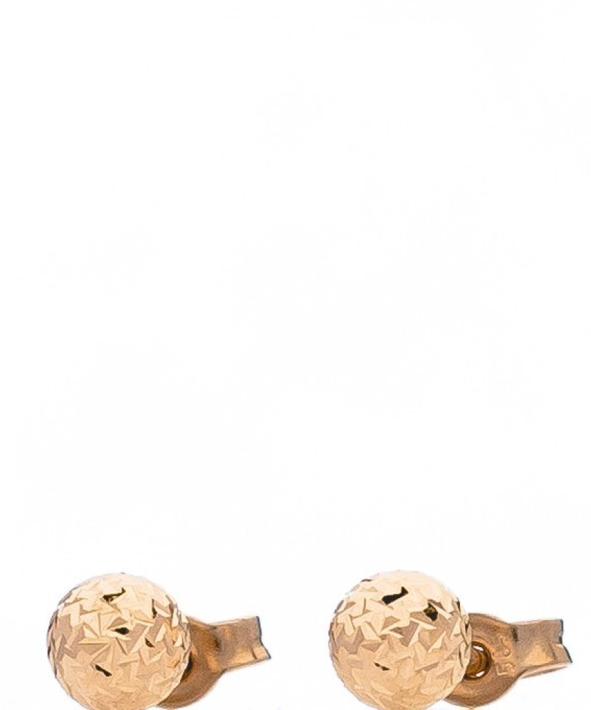 Engraved Gold  Earrings "Bubbles" 4mm