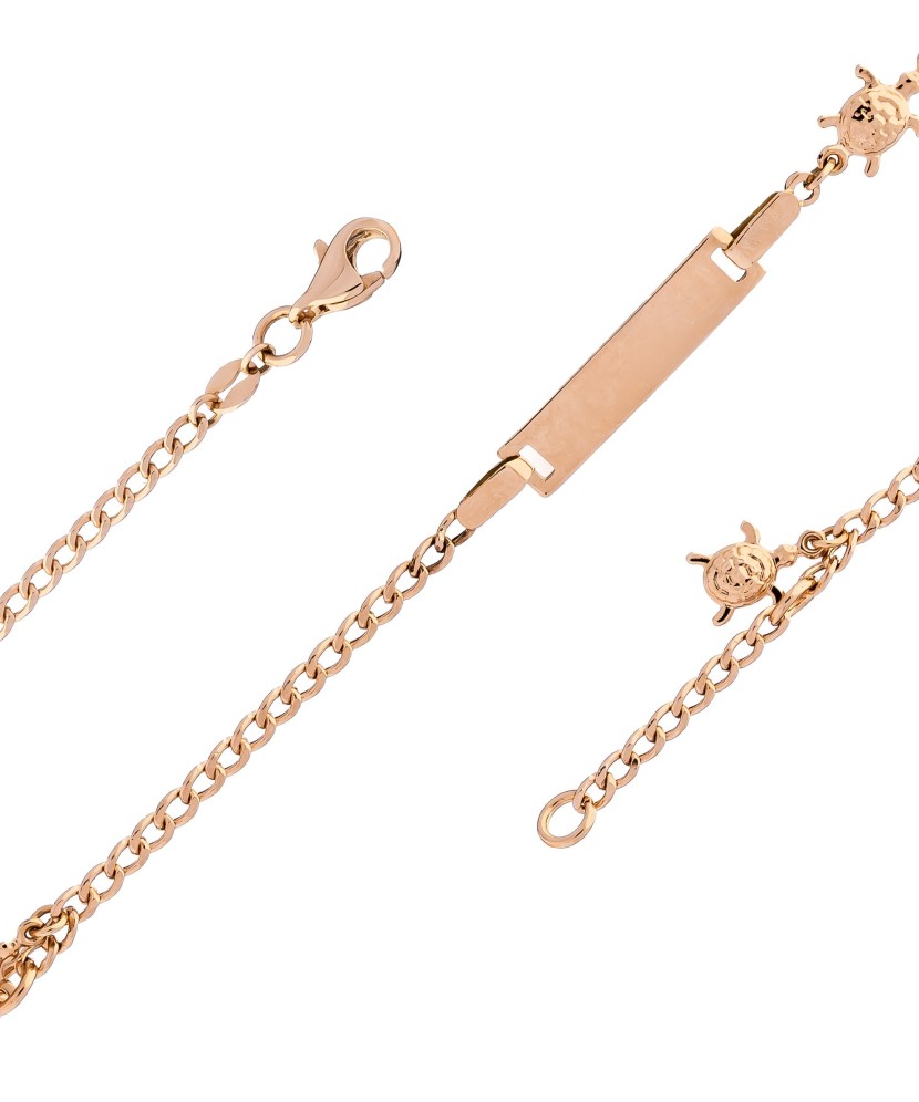 Gold vaikiška bracelet with plate "Turtle"
