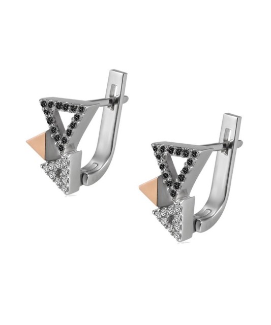 Sterling silver earrings gold plated with zircons