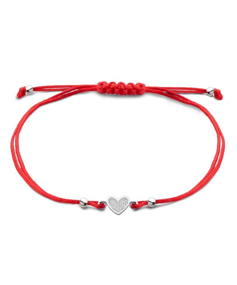 Red string bracelet with a silver pendant "Heart"