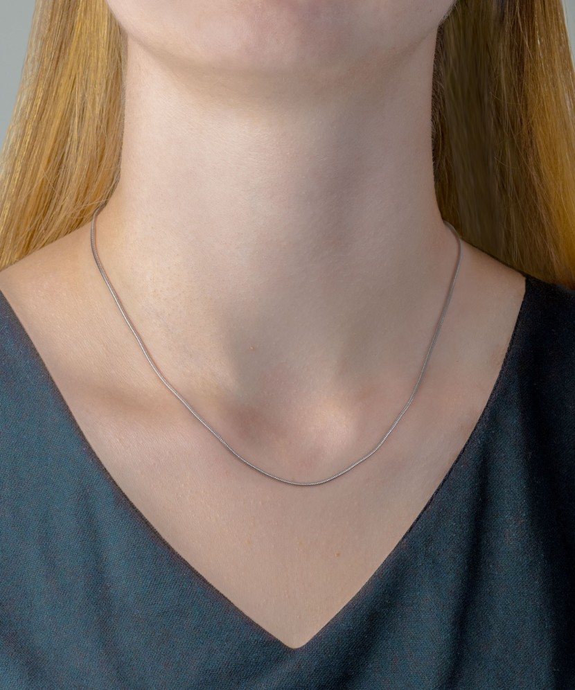 Sterling silver chain plated with rhodium"Snake" 1.6mm