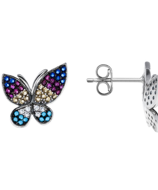 Серьги из серебра с цирконом "Бабочка"