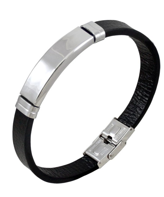 Браслет из кожи с нержавеющей сталью