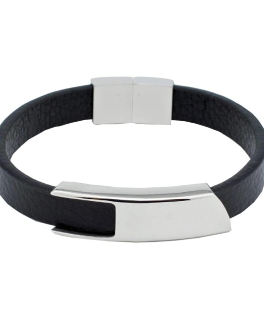 Браслет из кожи с нержавеющей сталью