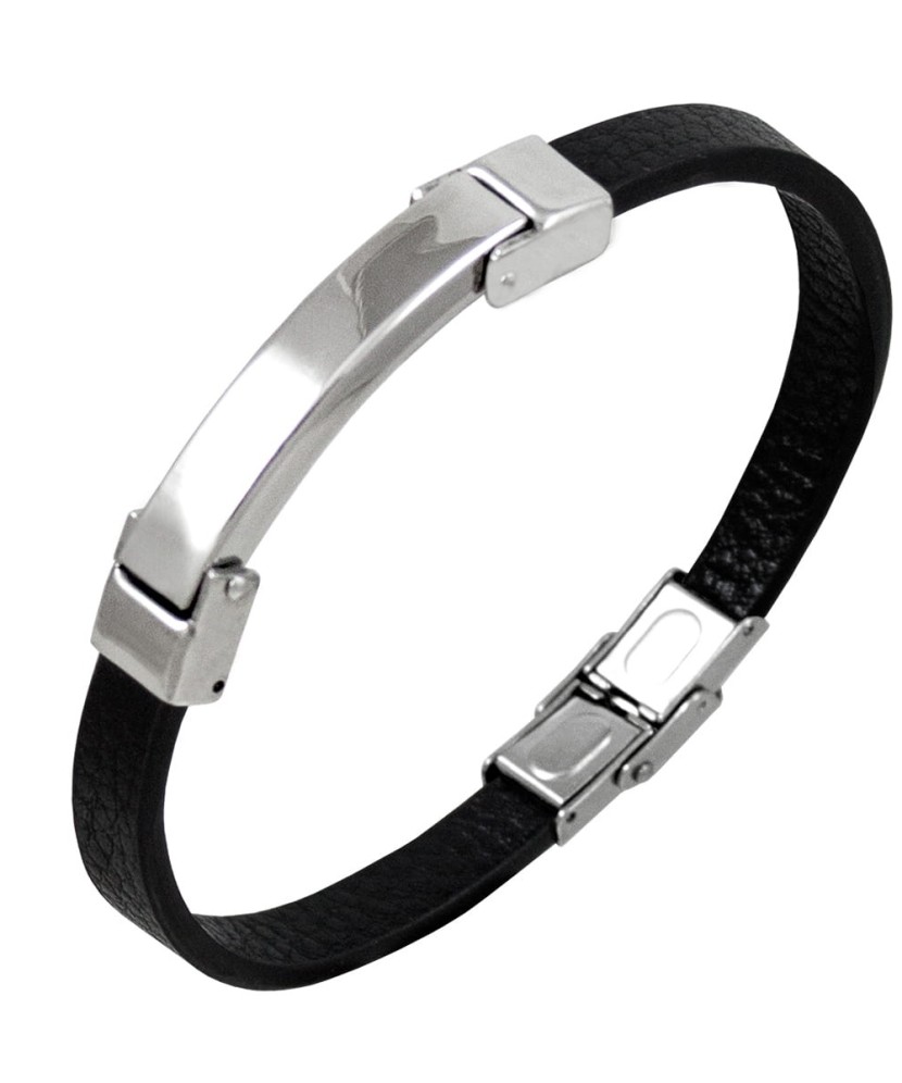 Leather bracelet with stainless steel