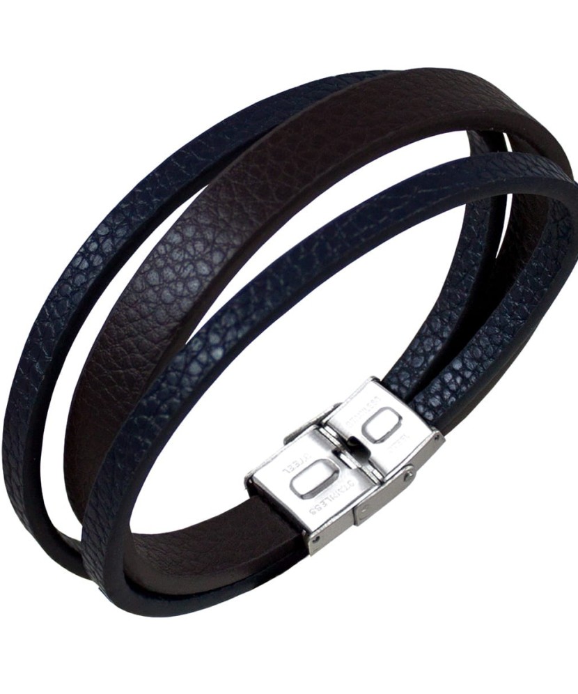 Leather bracelet with stainless steel
