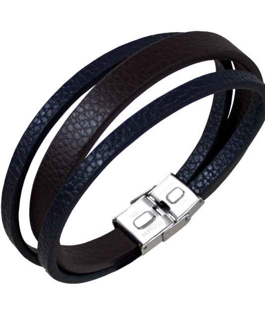 Leather bracelet with stainless steel