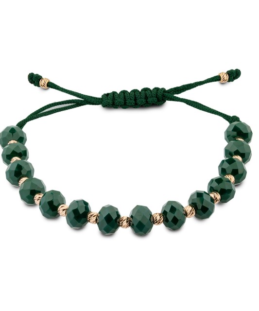 Браслет из зеленой нити с золотом и ониксом