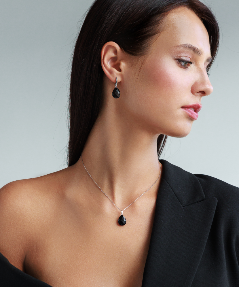 Sterling silver earrings with onyx