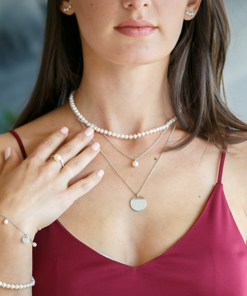 Sidabrinė grandinėle su Perlu ir cirkoniais Sidabrinė grandinėle su Perlu ir cirkoniais