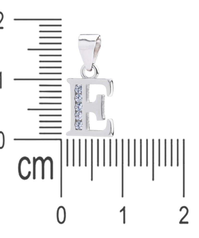 Sterling silver pendant with zircons Letter E