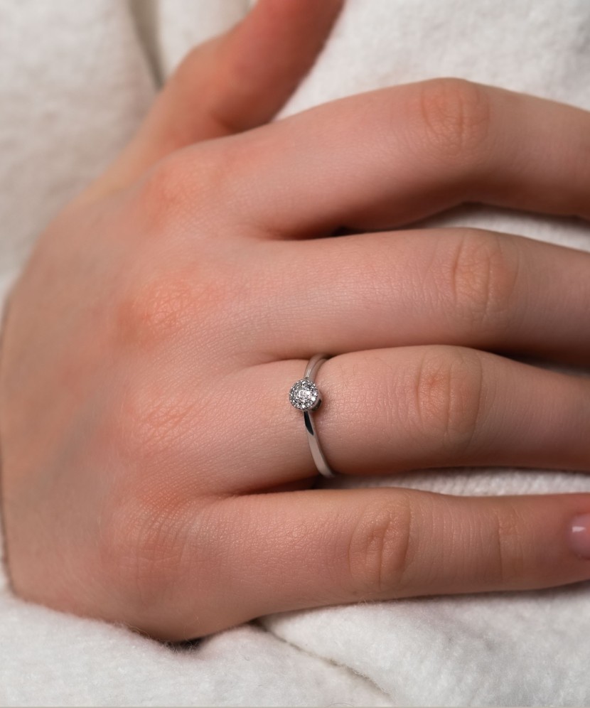 White gold ring with diamonds