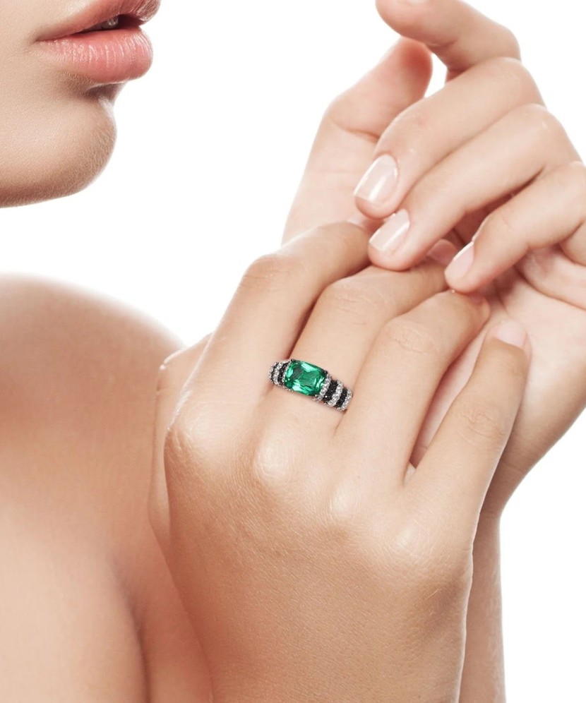 Sterling silver ring with zircons and spinels Sterling silver ring with zircons and spinels