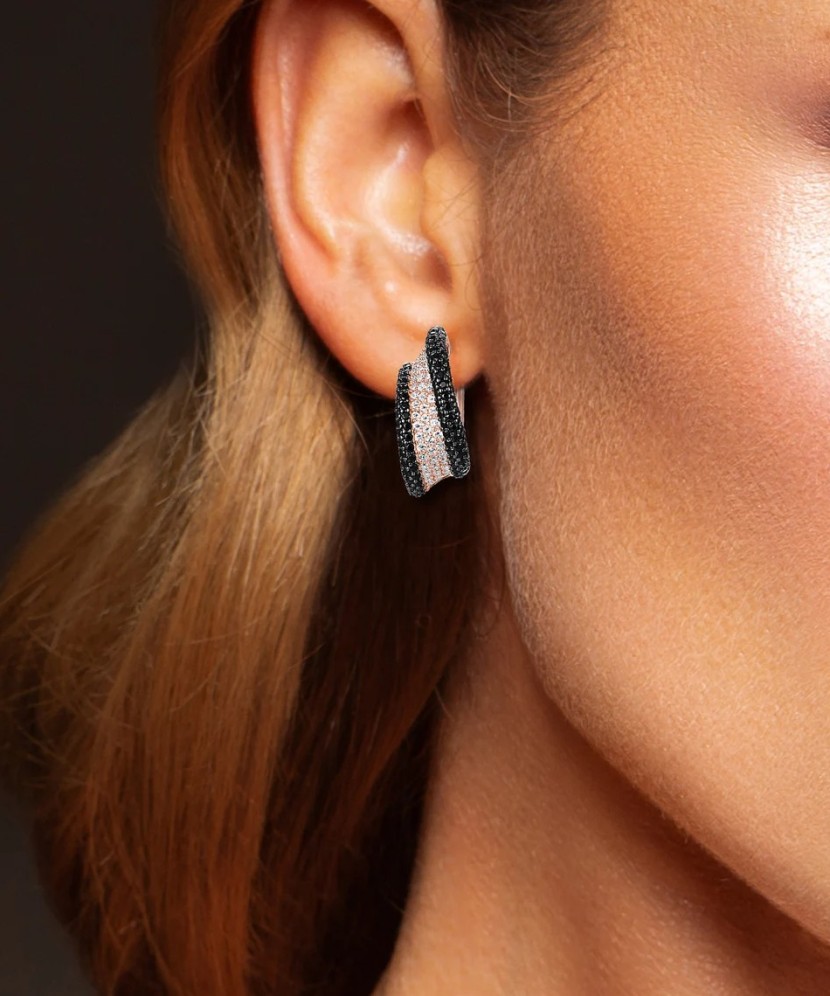 Серебряные позолоченные серьги со шпинелями и цирконами