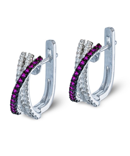 Sterling Silver earrings with nano rubies and zircons