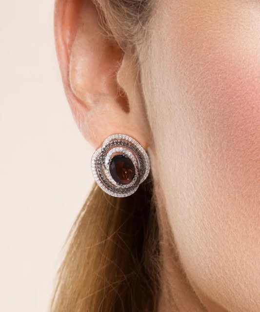 Серьги из серебра с цирконом и шпинели