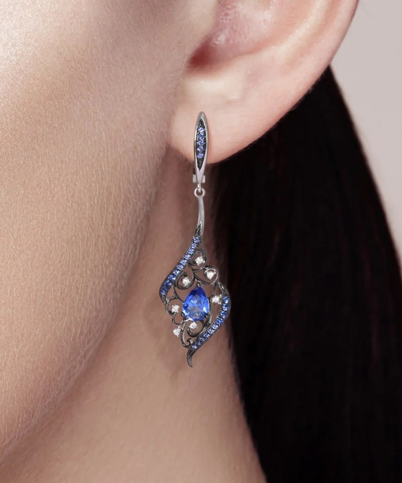 Sterling Silver earrings with zircons and spinels