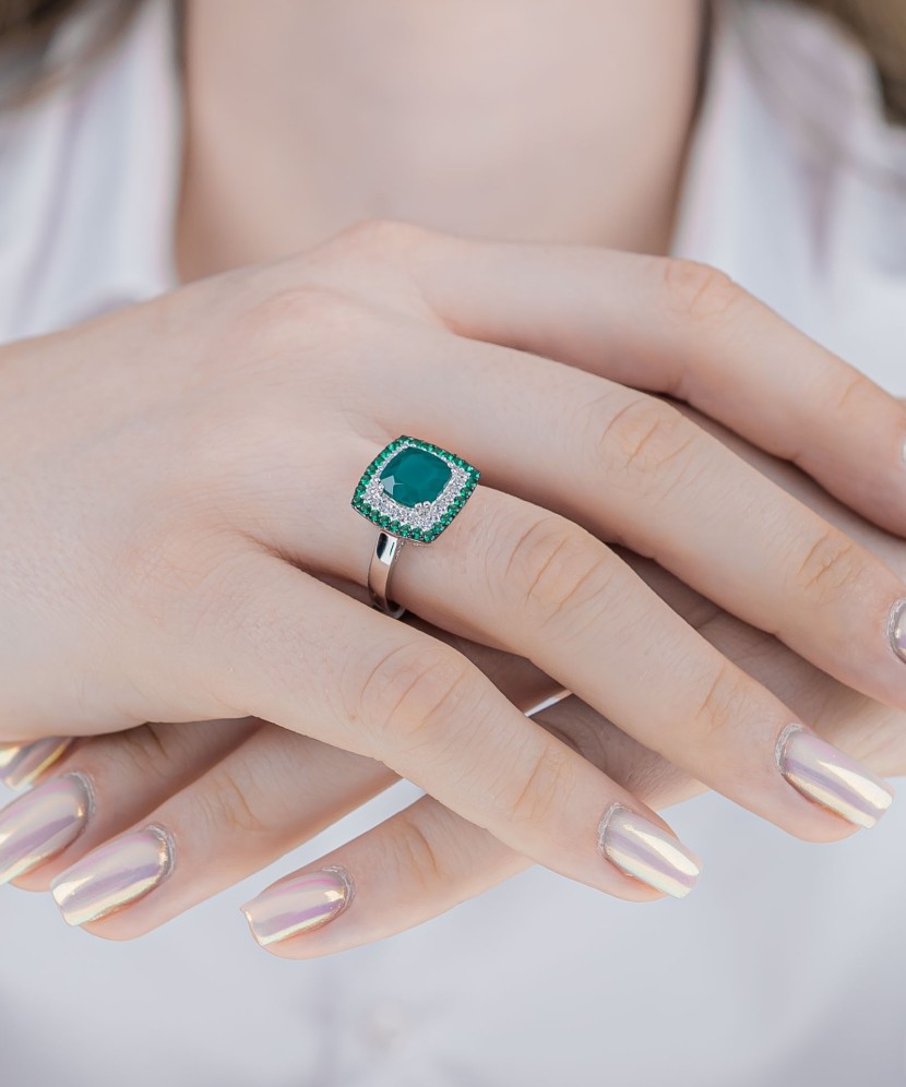 Sterling silver ring with zircons and spinels Sterling silver ring with zircons and spinels