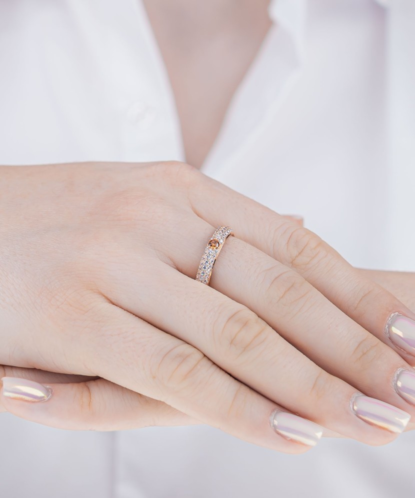 Кольцо из золочёного серебра с фианитами