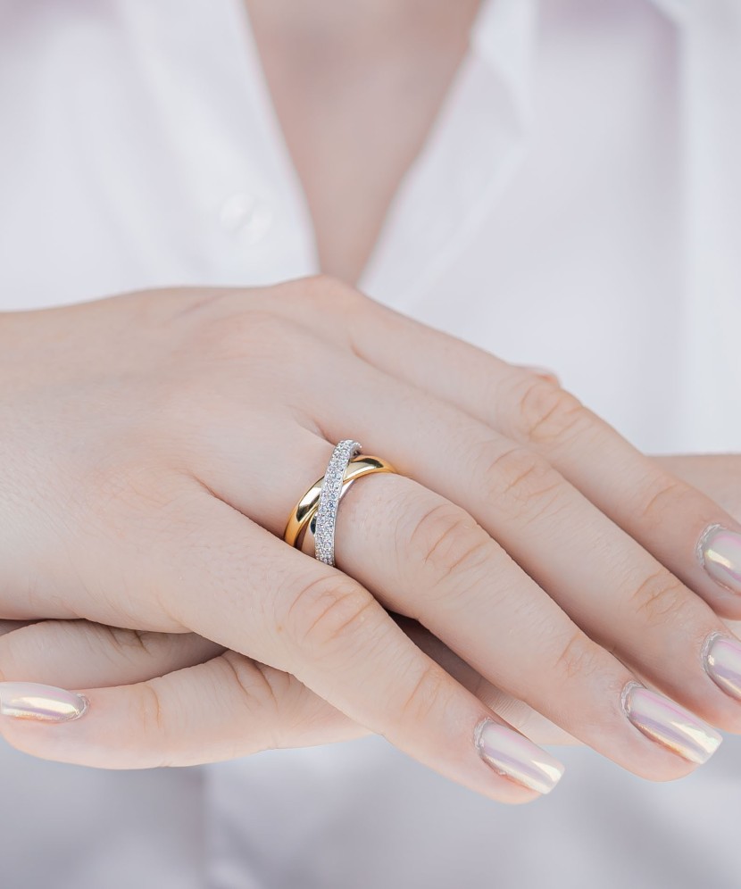 Gilded Sterling silver ring with zirconium