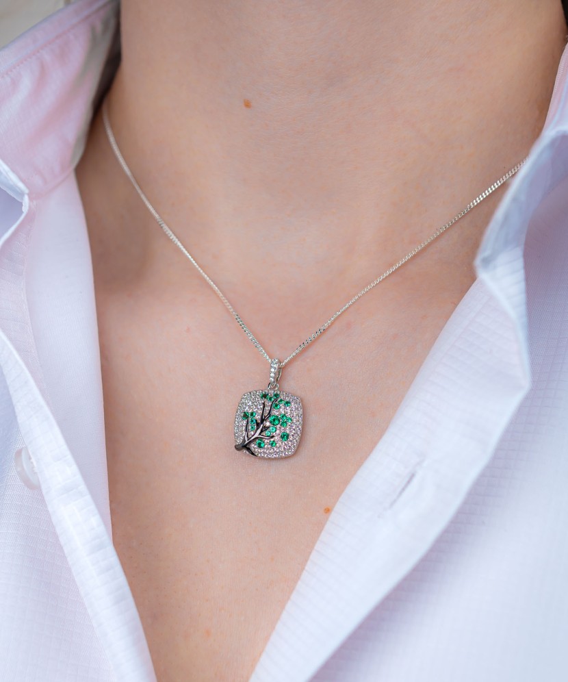 Подвеска из серебра со шпинелями и фианитами