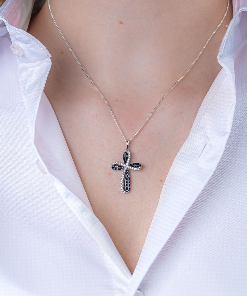 Sterling Silver pendant with spinels and zircons "Cross"
