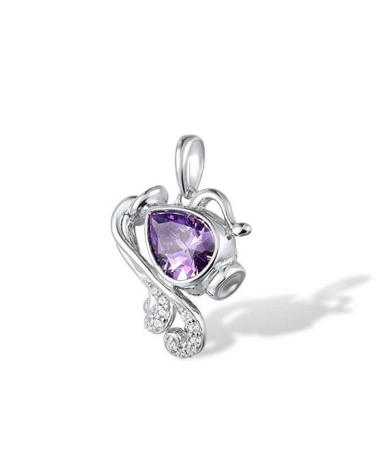 Подвеска из серебра с аметистом и фианитами
