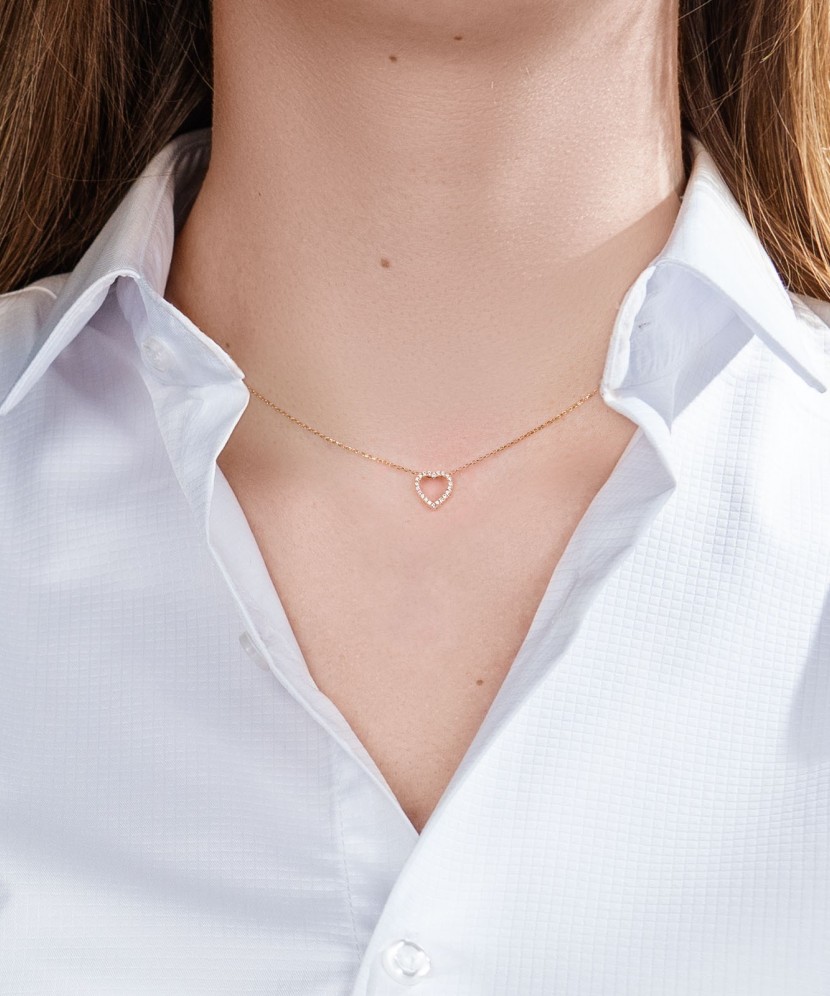 Gold chain with zirconium pendant "Heart"