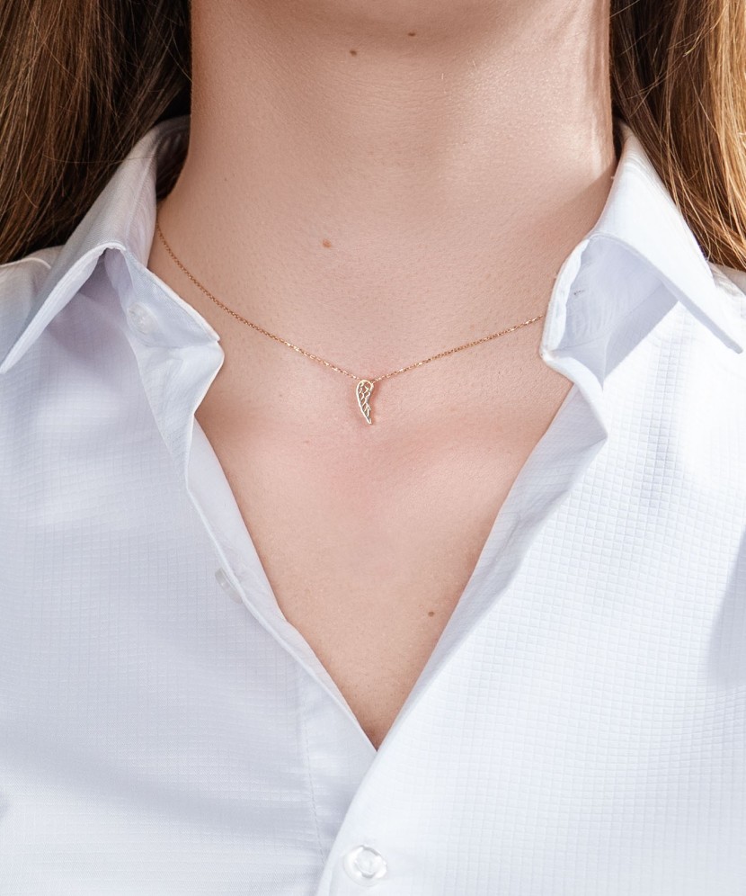 Золотая цепочка с подвеской "Крыло ангела"