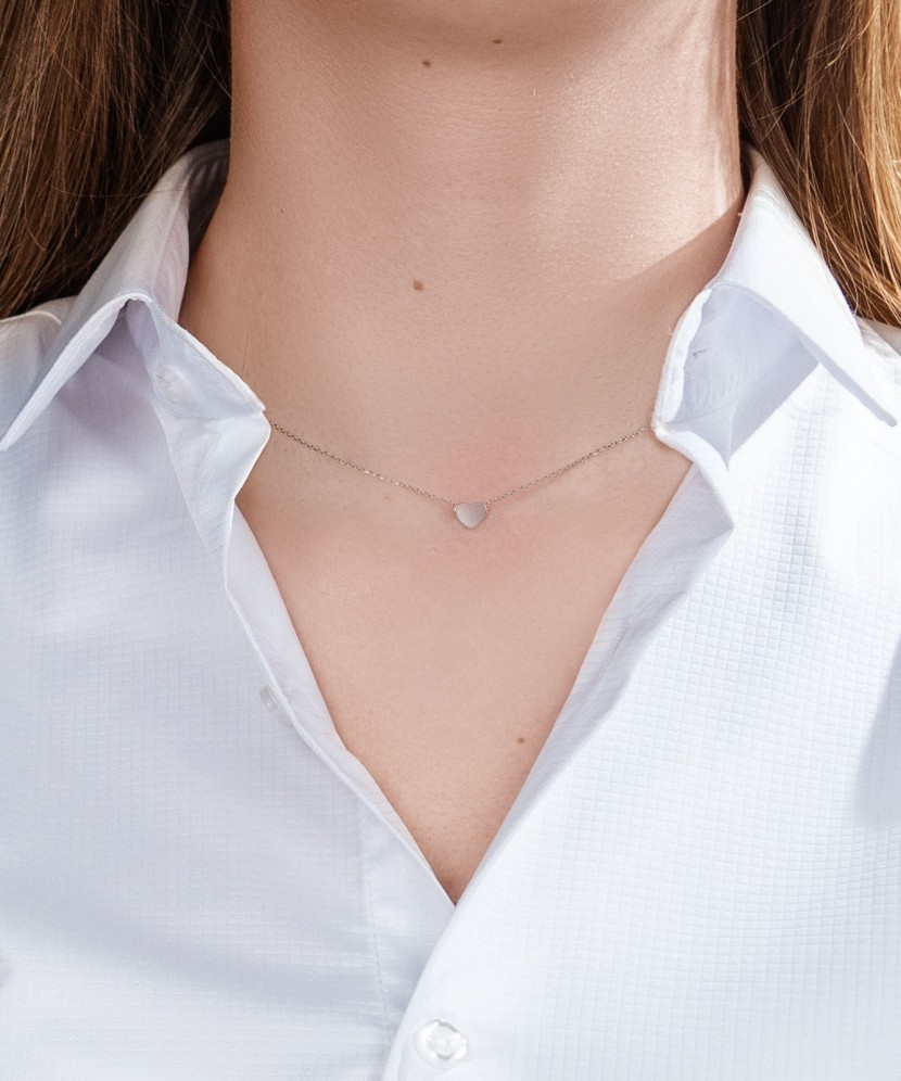 White Gold chain with zirconium pendant "Heart"