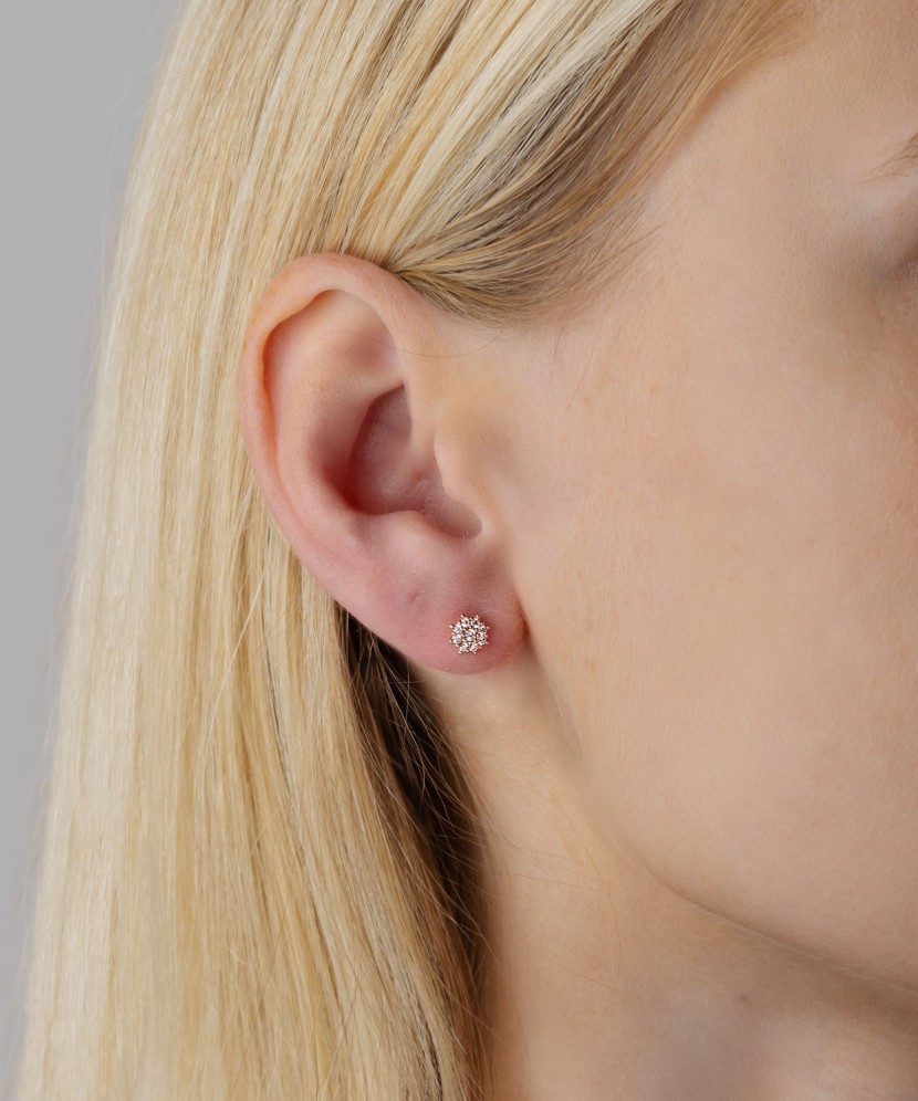 Gold earrings with zircons "Flowers" Gold earrings with zircons "Flowers"