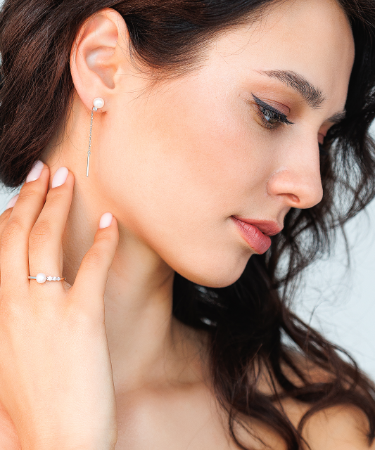 Sterling silver earrings with pearls and zircons