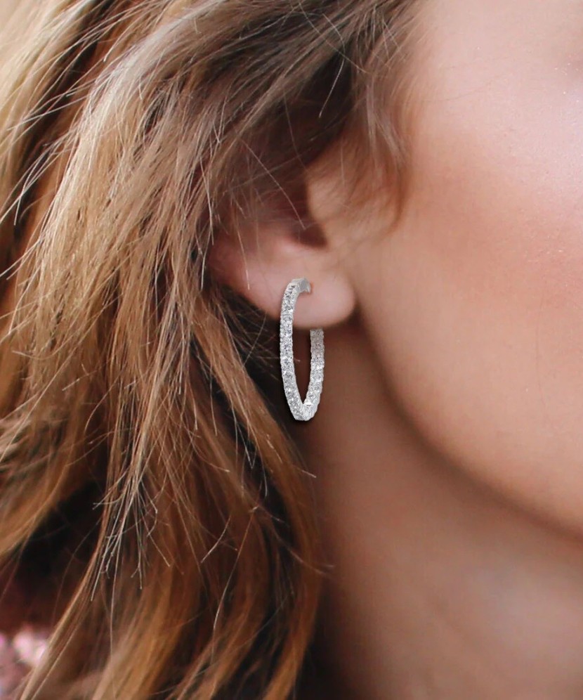 Sterling silver earrings with zircons 25mm