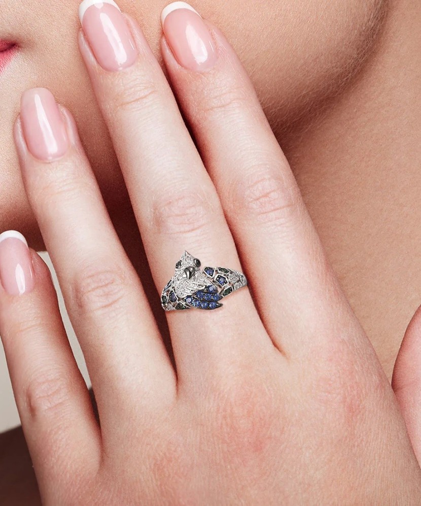 Sterling silver ring with zircons and spinels