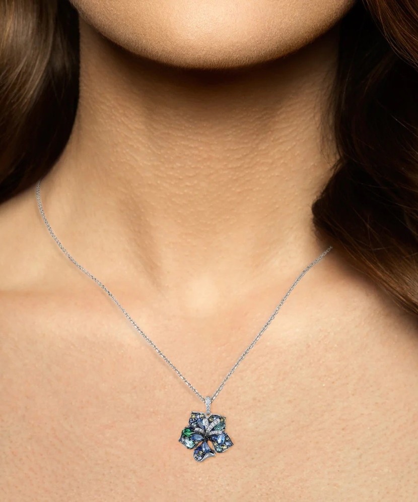 Подвеска из серебра со шпинелями и фианитами