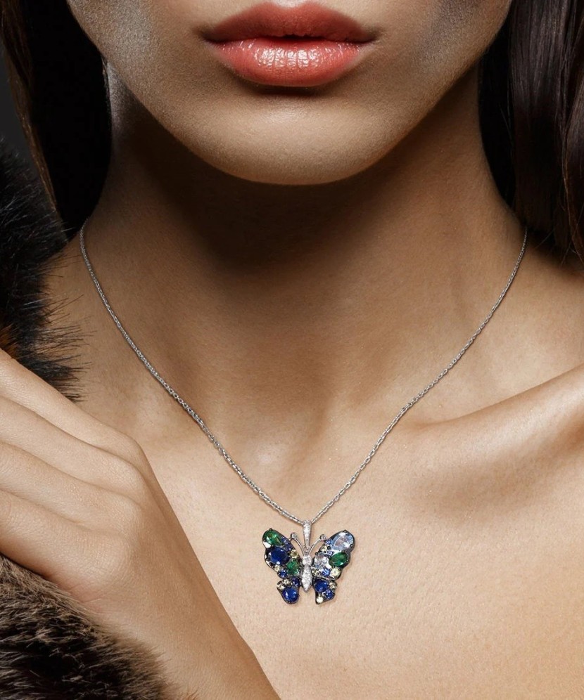 Sterling silver pendant with zircons "butterfly"