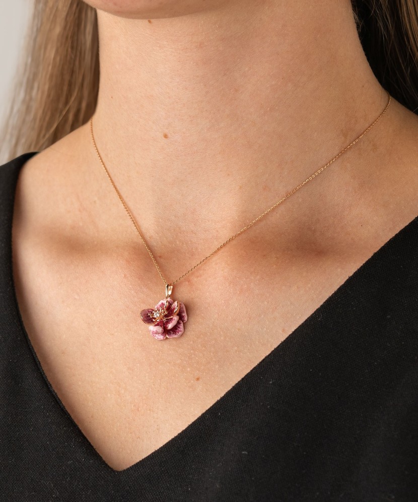 Gilded Sterling Silver pendant with enamel and zircons